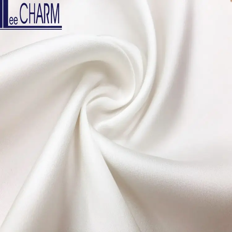 LCL004Y Taiwan 100% Polyester Soft Plain Elastic Stretch Draped Wedding Bridal Dress Charmeuse Satin Fabric