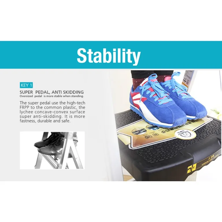 
Foldable Multifunction Home Ladder Sustainable One Year Warranty Aluminium Gold Boomjoy BJ-TZ-3T 3 Steps Ladder 