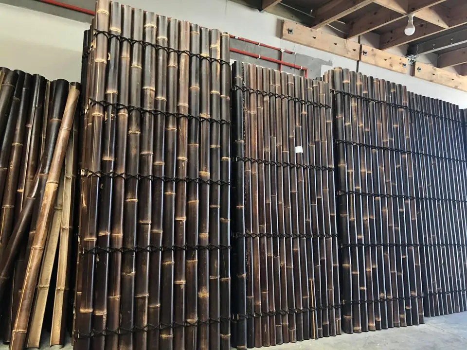 High Quality Bamboo Slat Rolled Fence Bamboo Slat Screening Half Round Black Bamboo Fence Size Customized +84947900124