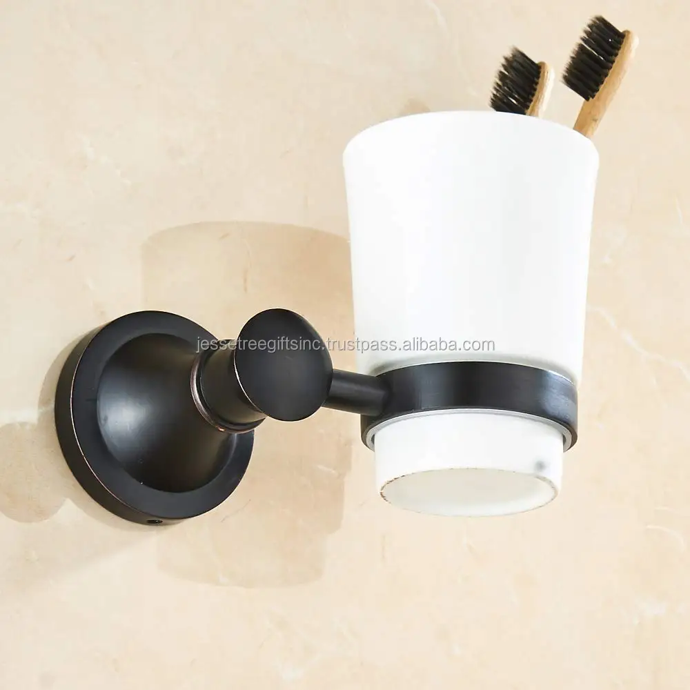 Oil Rubbed Bronze Toothbrush Holder & Toothbrush Cup Set Retro Bathroom Accessories Toothbrush Cup Holder Wall Mounted