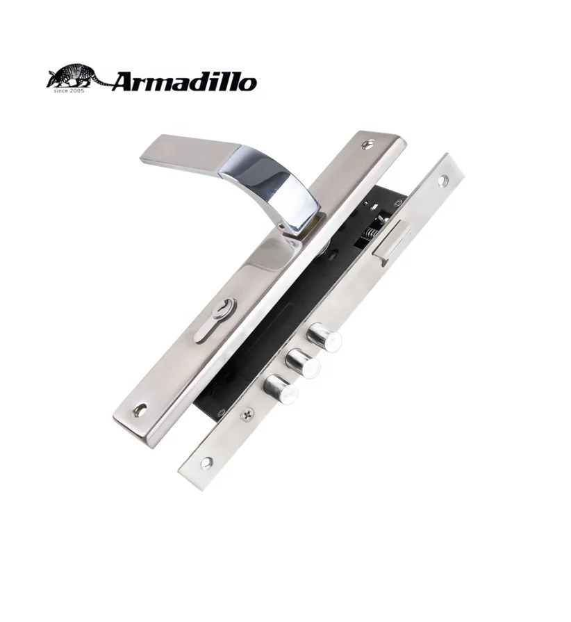 Modern style door lock set with cylinder and handles on plate