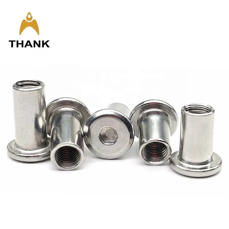 Stainless steel 304 flat head hex socket furniture connector sleeve barrel nut M3 M4 M6 M8 M10