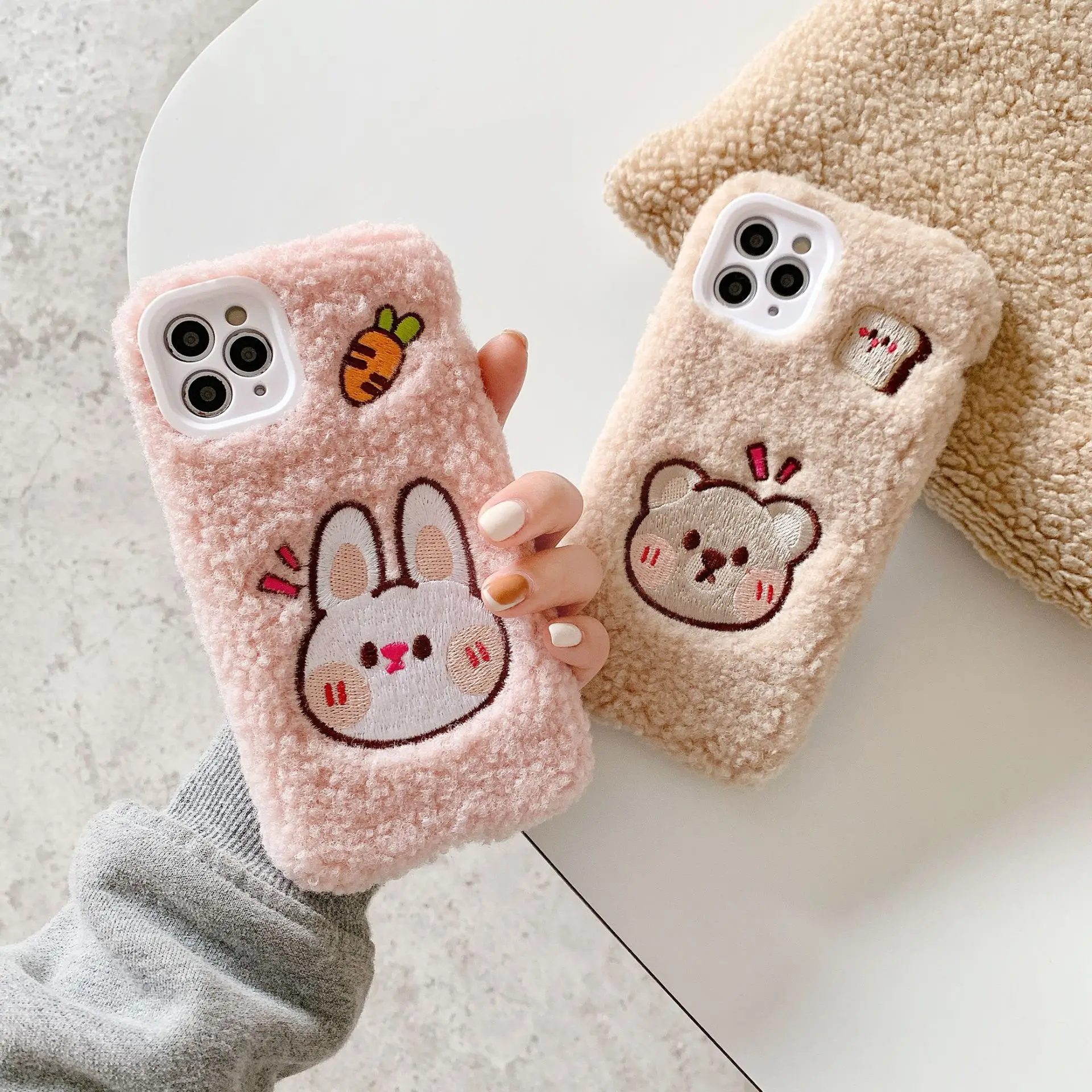 Cartoon Tom and Jerry Suede Case for iPhone 12 Pro Max 11Pro 11 7 8 X XR Xs Max