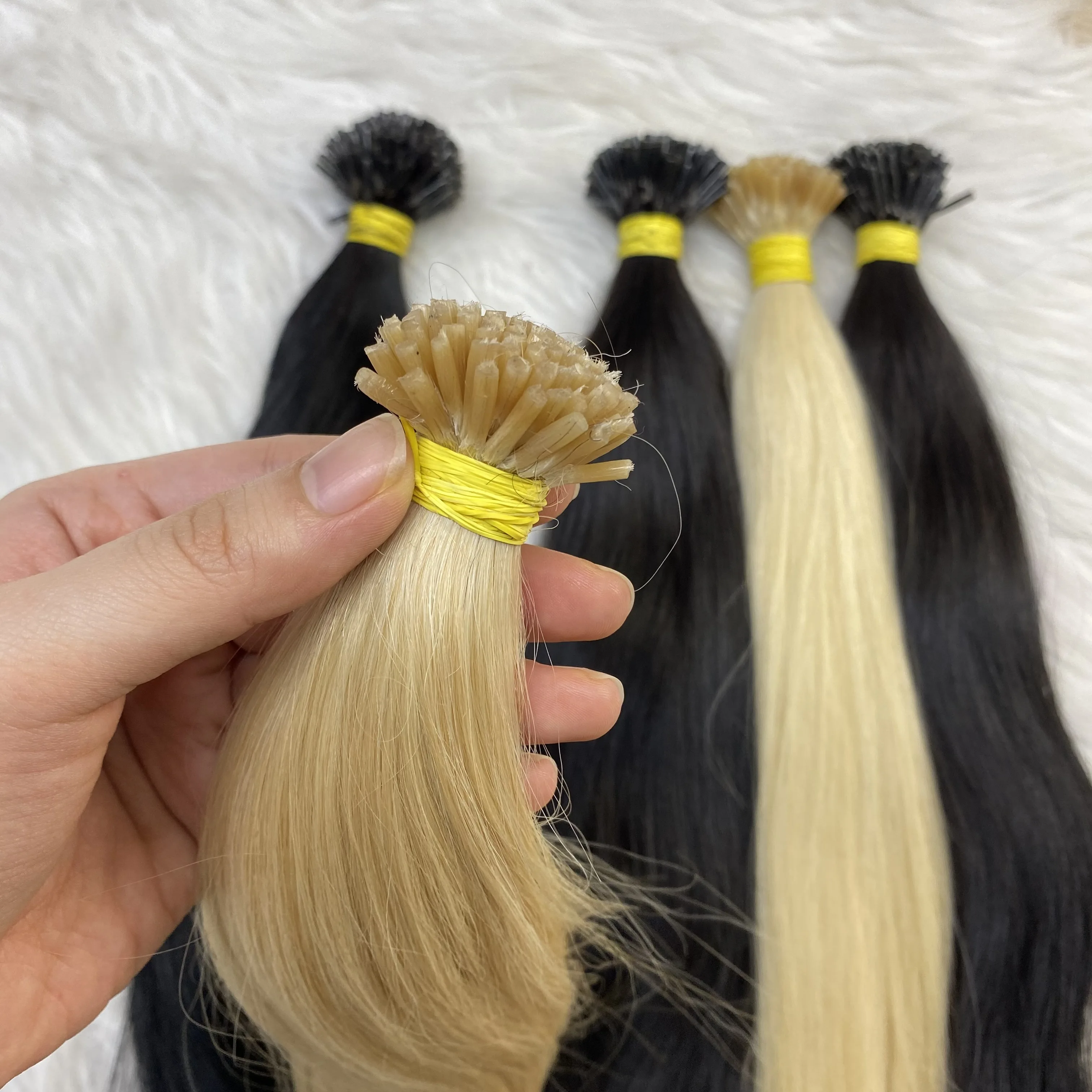 Virgin human hair easy Micro Ring/Links/Loop/Beads Hair Extensions, natural black, blonde I-tip human hair extensions