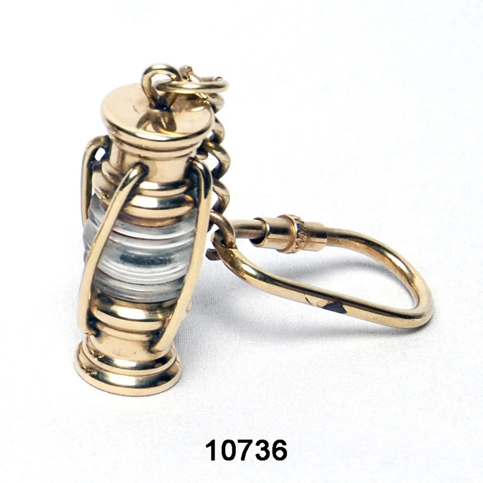 Nautical Brass Lantern Shape Keychain Luxury Quality Metal Key Ring & Chains Economically Priced for Export