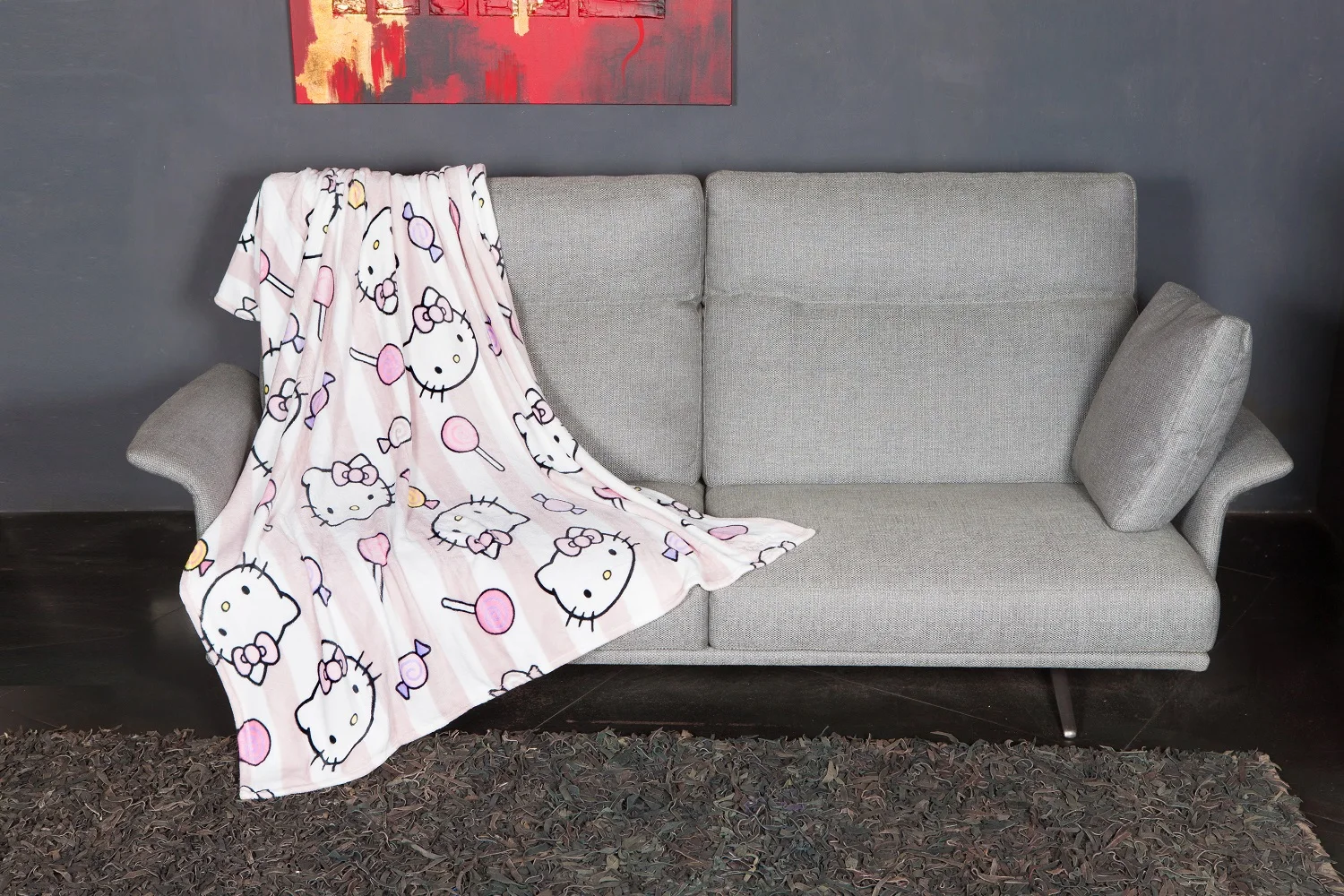 100% POLYESTER HIGH QUALITY HOT SALES AMAZON FLEECE PLUSH FLANNEL HELLO KITTY THROW BLANKET MICROFIBER BEDDING PINK WHOLESALE