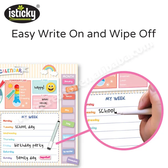 
Educational Wall Sticker Kids Calendar With TPE Stickers 