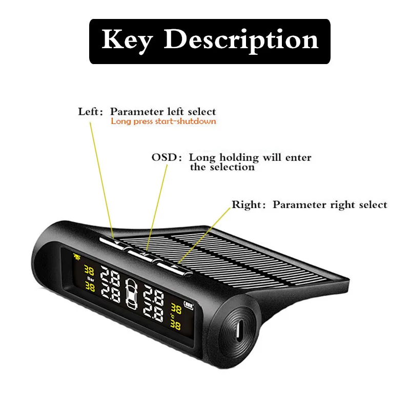PA New Arrival Auto Car Dual Power Solar Wireless external TPMS sensor