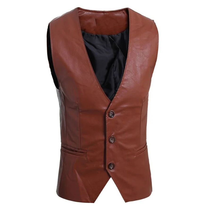 Motorcycle Racing Vest Leather Vest in Brown Black Color For Men Wholesale Best Price Leather Vest