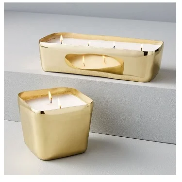 Candle Jar Iron luxury candle pot wax brass and copper Sconce jar With lid modern trending Candle votive scented wax empty jar