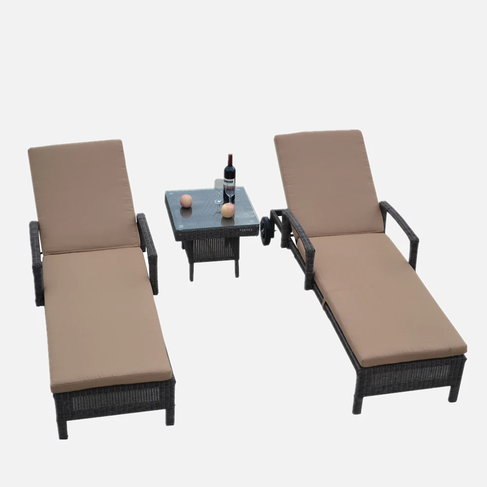 Sun Lounger Rattan Pool Beach Sunbed Garden Furniture Set Outdoor