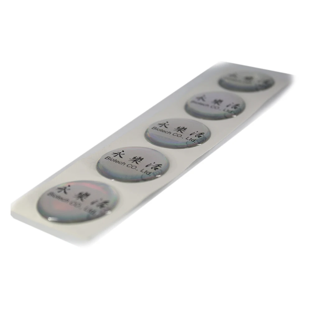 Crystal shape silver metallic foil sticker with dome processing 3D and Resin