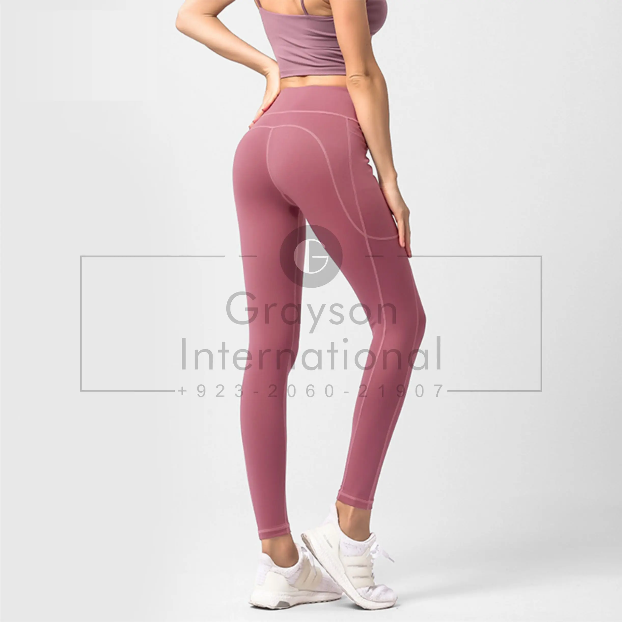 Solid color high-waisted breathable female plain leggings exercise yoga