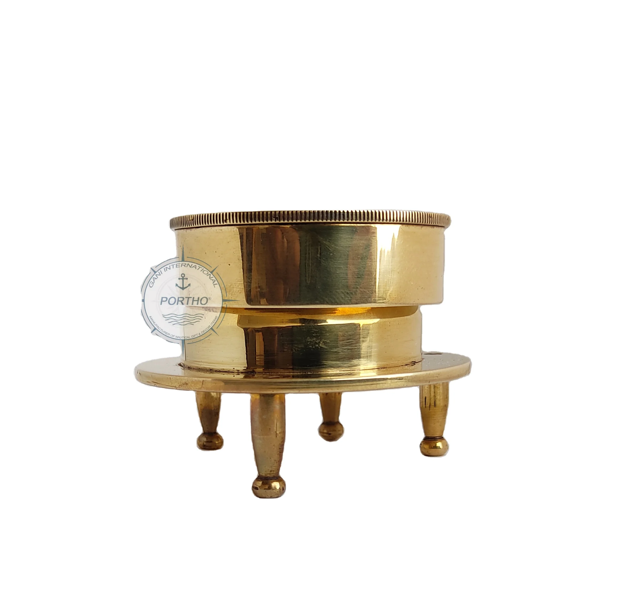 Vintage Brass Roman Numeral Desk Clock With Marine Compass Nautical Maritime Table Top Decor