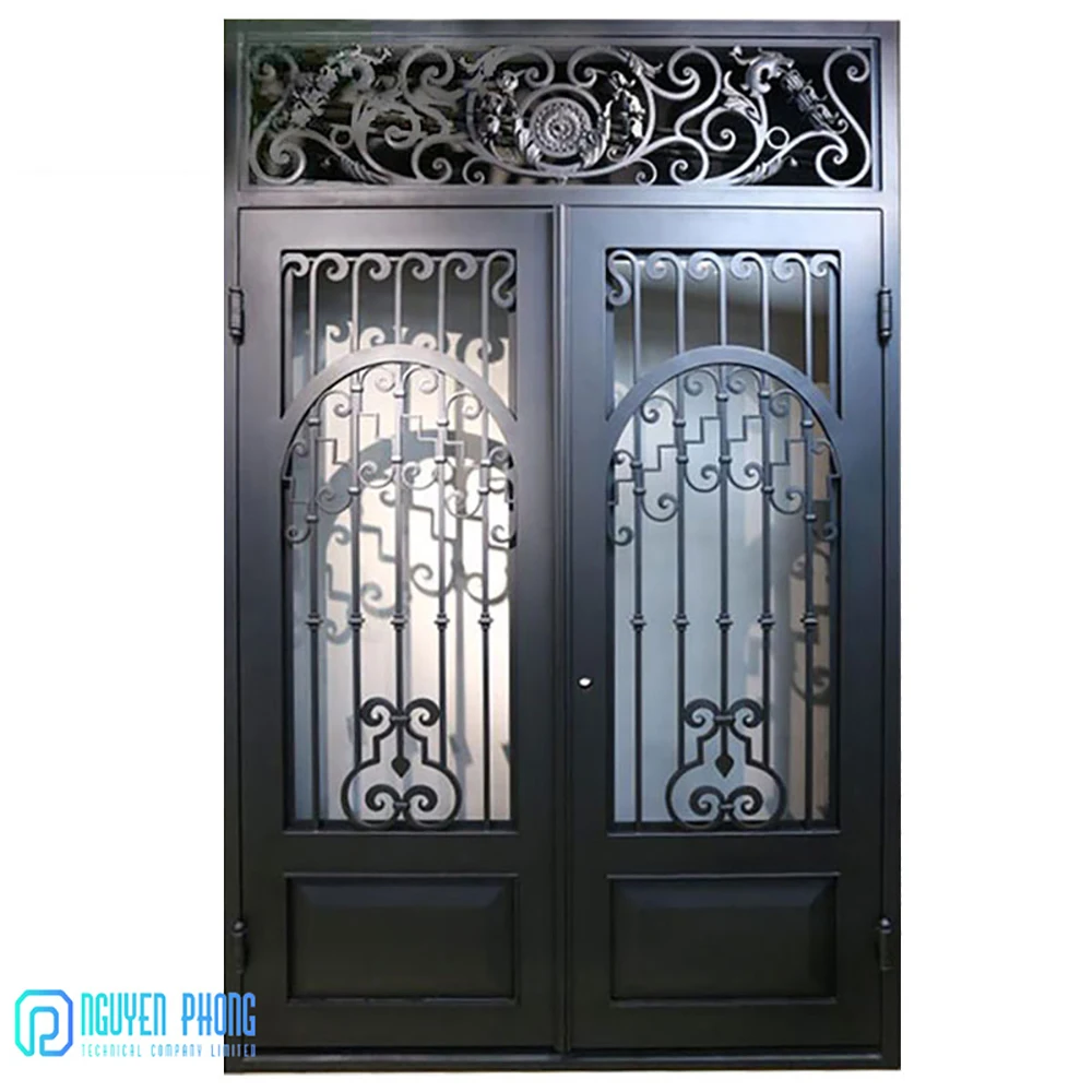 Hot Sale In Bulk Wholesale Wrought Iron Double Entrance Doors With Side Lights