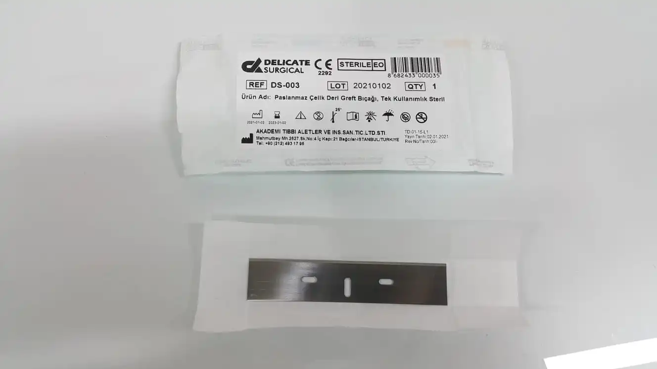 Dermatome Blade Stainless Steel (Aesculap - Zimmer - Padget - Humeca Suitable Sterile Package) Plastic surgery