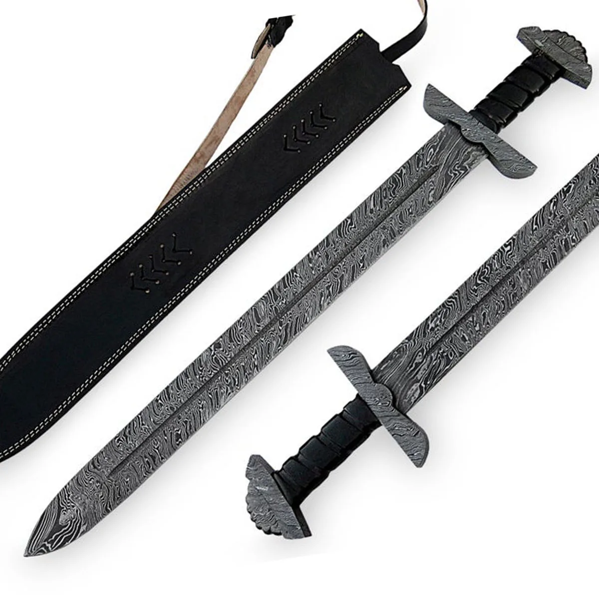
Katana Swords Custom Handmade Damascus Steel Samurai Viking Sword With Leather Sheath 