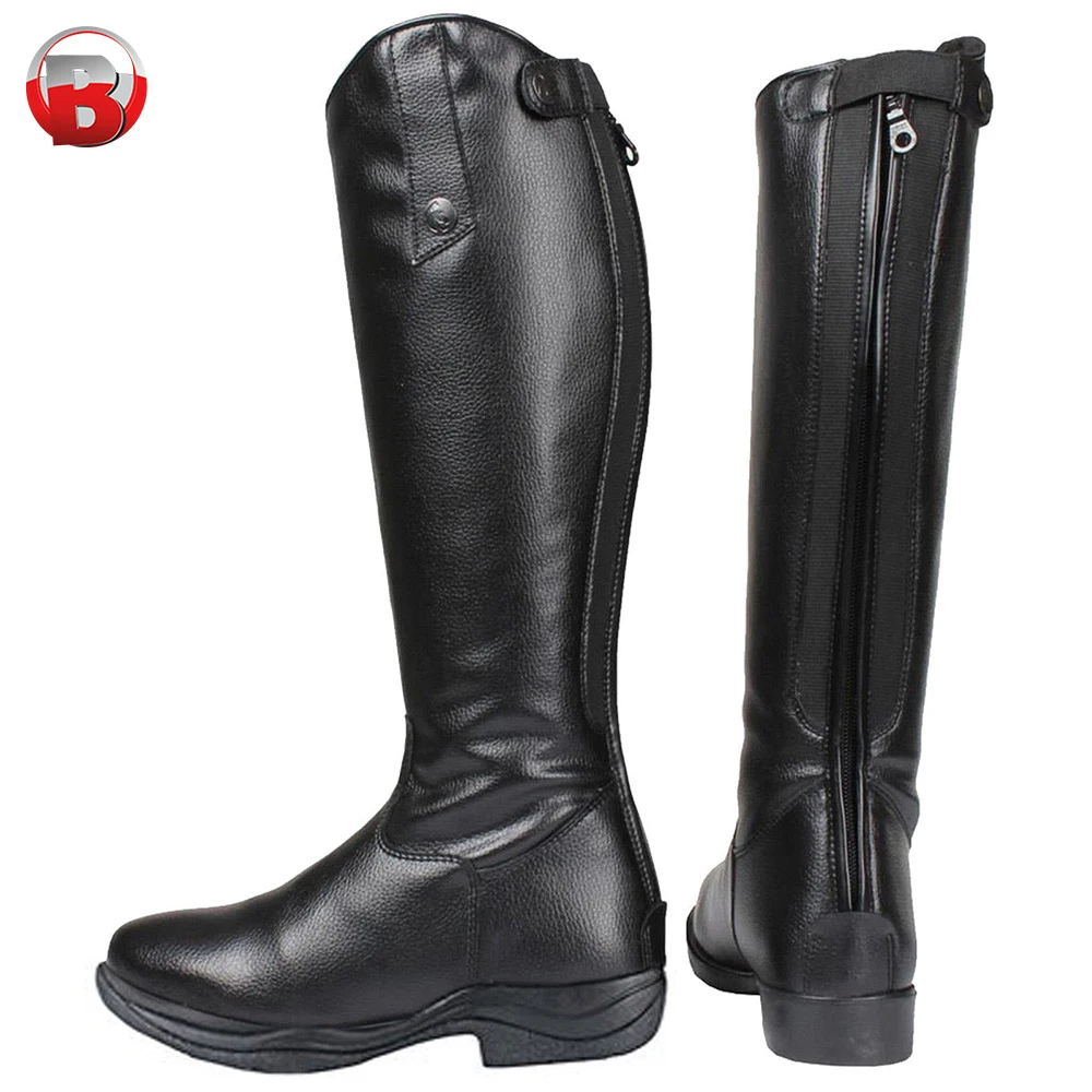 Высококачественные поло черные кожаные сапоги для верховой езды