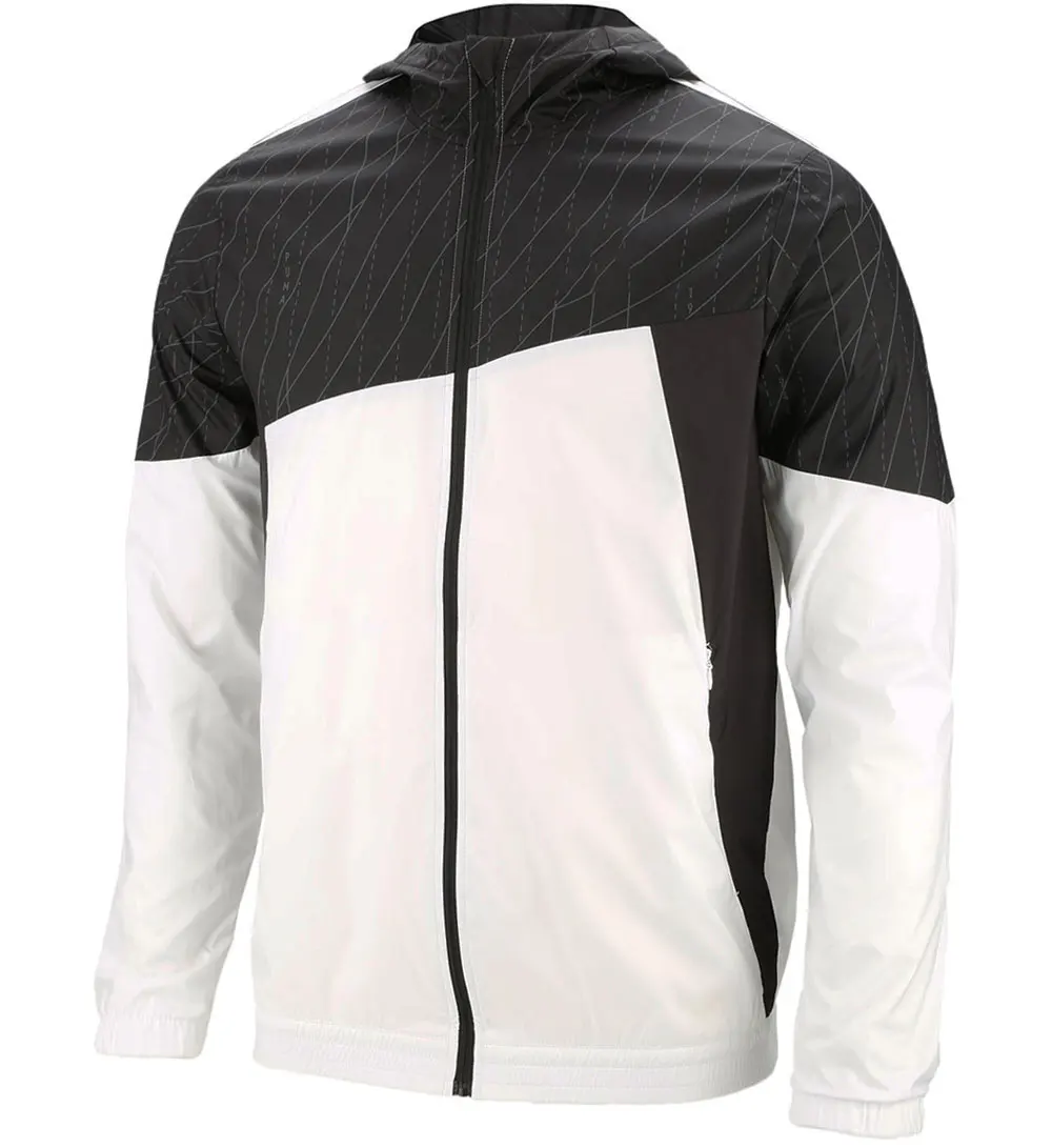 Черная белая хлопковая футболка с капюшоном для мужчин