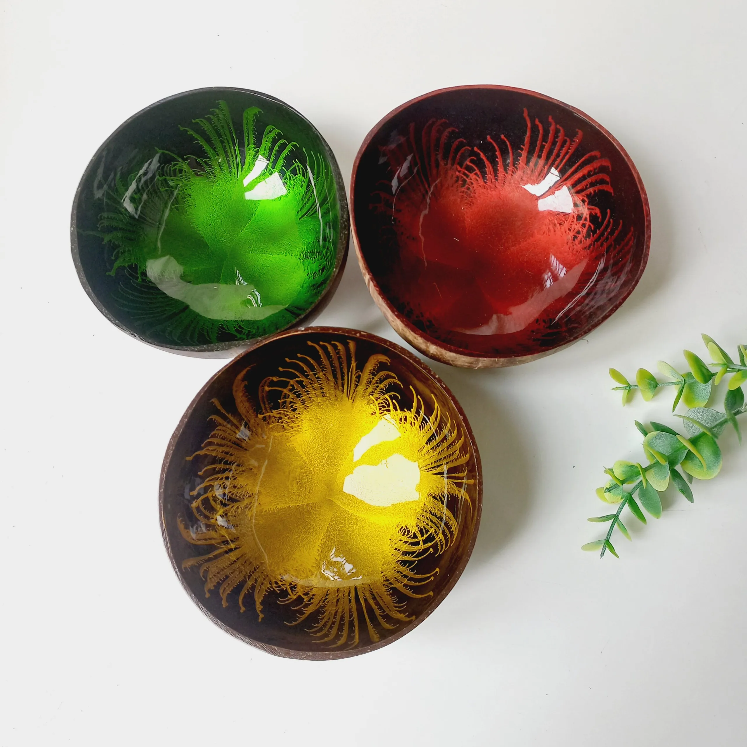 Colorful Lacquered Coconut Bowl Customized Logo High Quality Polished Eco Friendly Long Lasting Cheap Price Vietnam