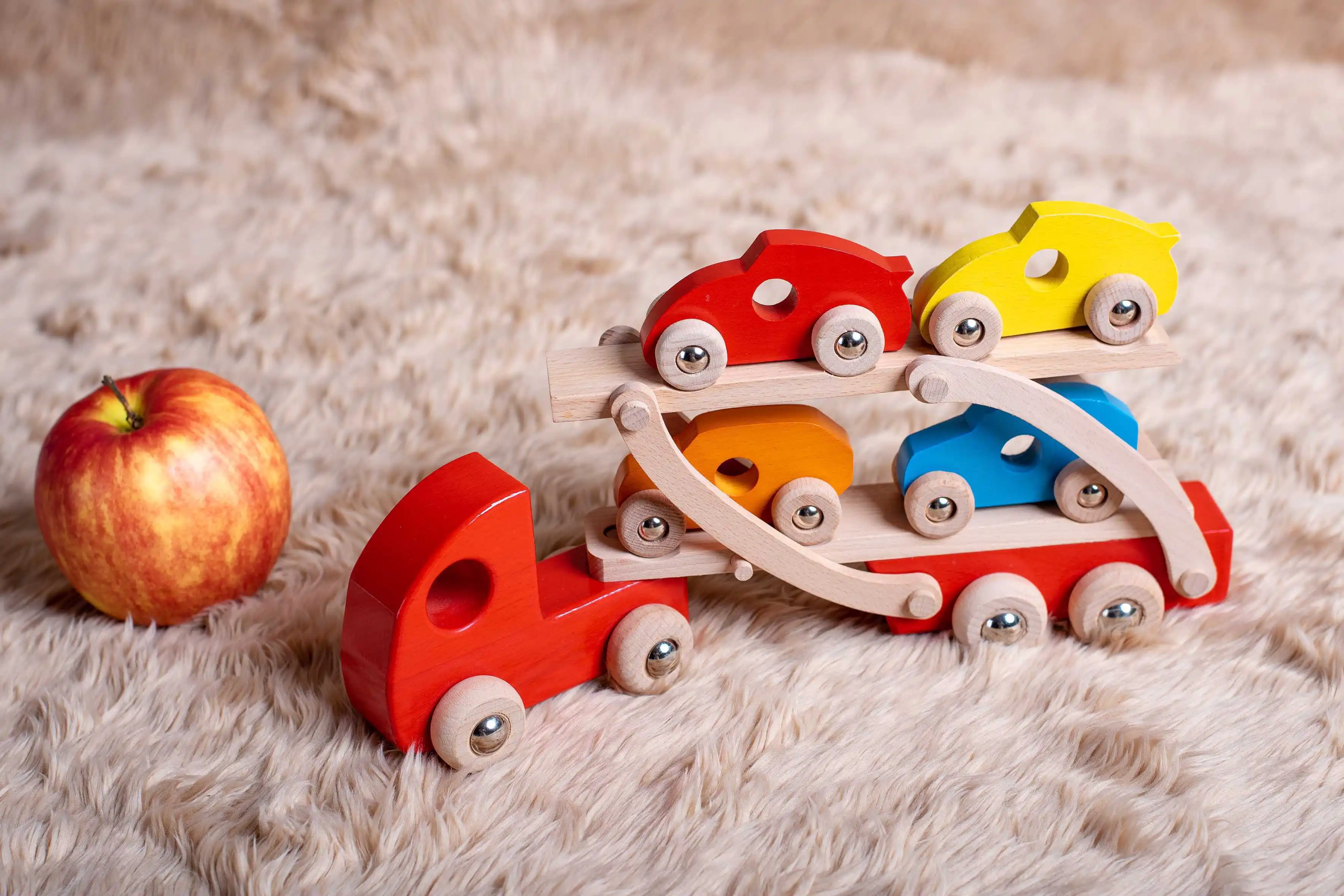 Personalized Wooden Car Transporter with Cars from Viet Nam