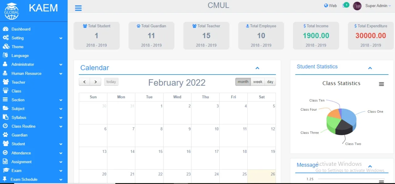Highly Authentic Web based Online School Management Software System for Schools