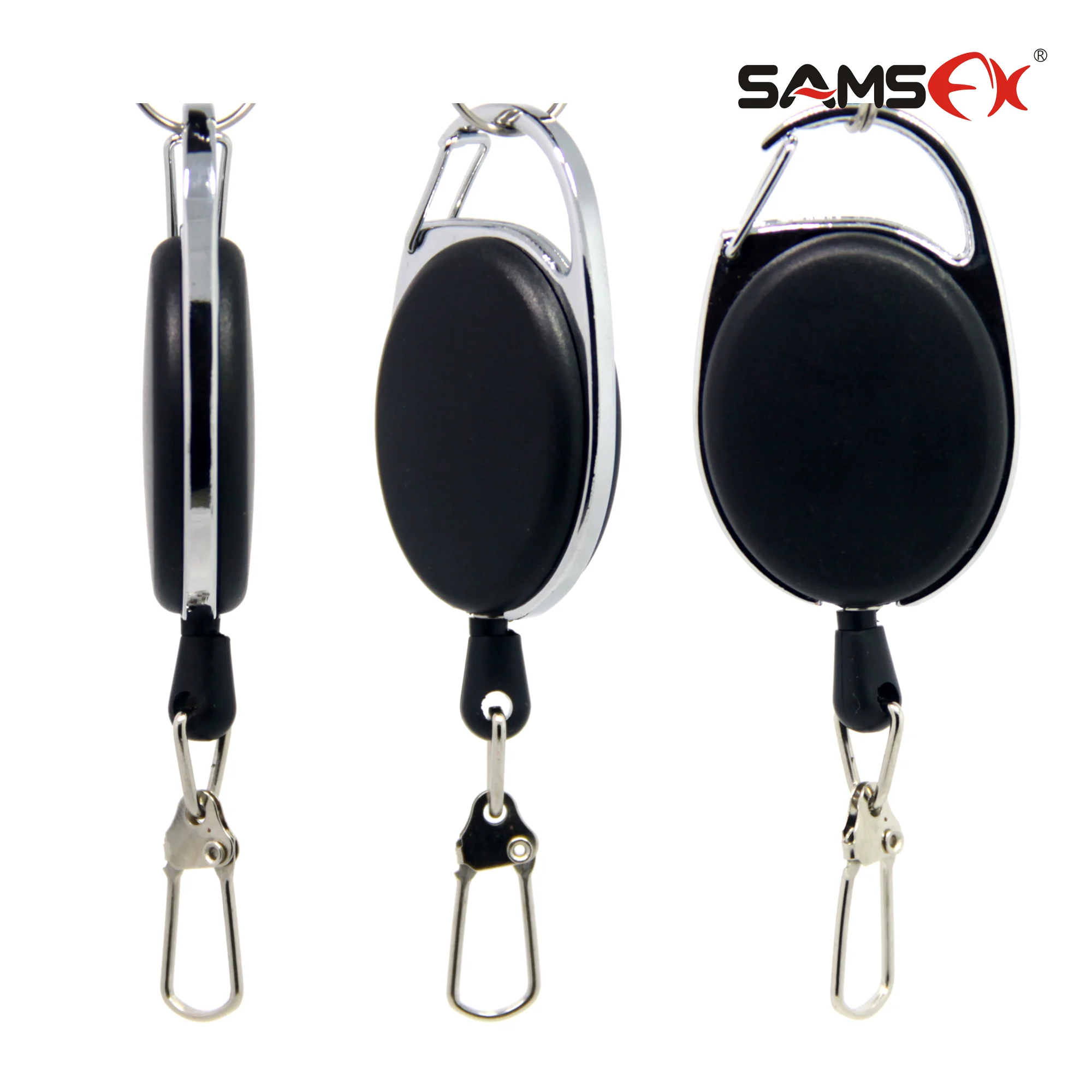 SAMSFX 3PCS Quick Release Spring Clip for Tools Holder Retractable Reel Key Chain Fly Fishing Zinger Retractor Cable
