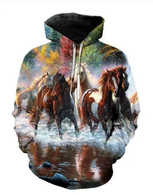 
 Мужская и Женская толстовка с 3D принтом, свитер, толстовка с рисунком лошади, пуловер, топы  