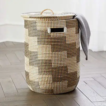 Vietnamese Natural Seagrass Storage Baskets Hamper Laundry African Basket for Home Decoration