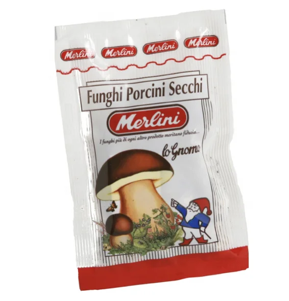Лучший итальянский. Сушеные порцини грибы «LO GNOMO» 10 г для супермаркетов на экспорт
