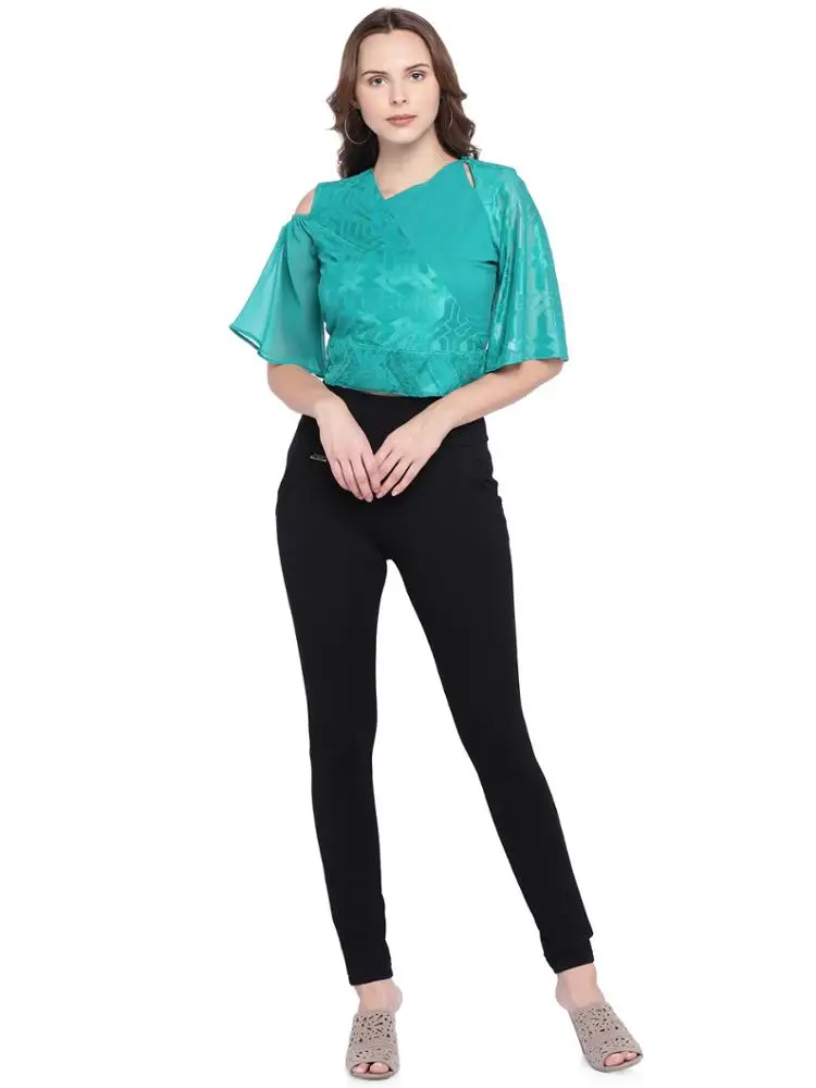  DESIGNER CROP TOP IN SEA-GREEN