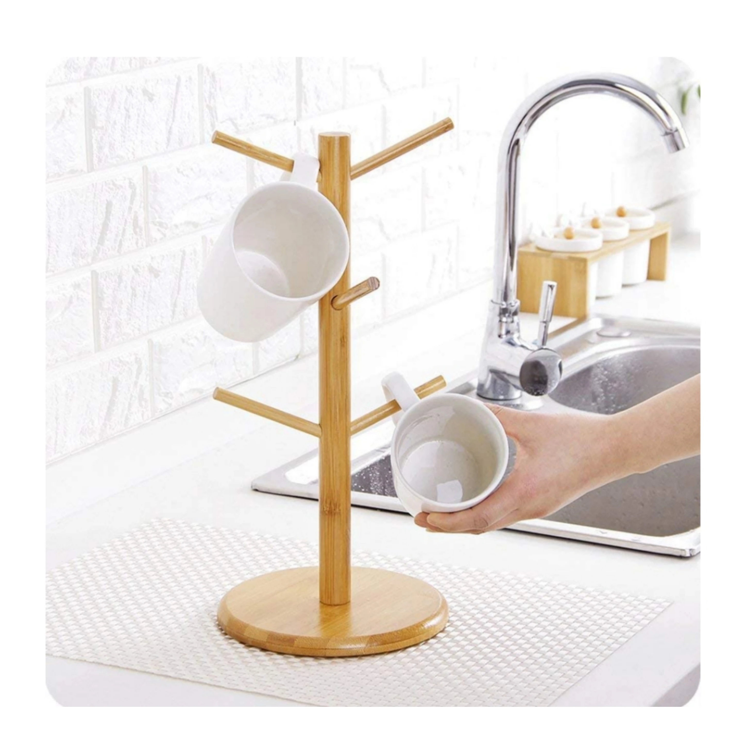 Coffee mug holder round with 8 hooks