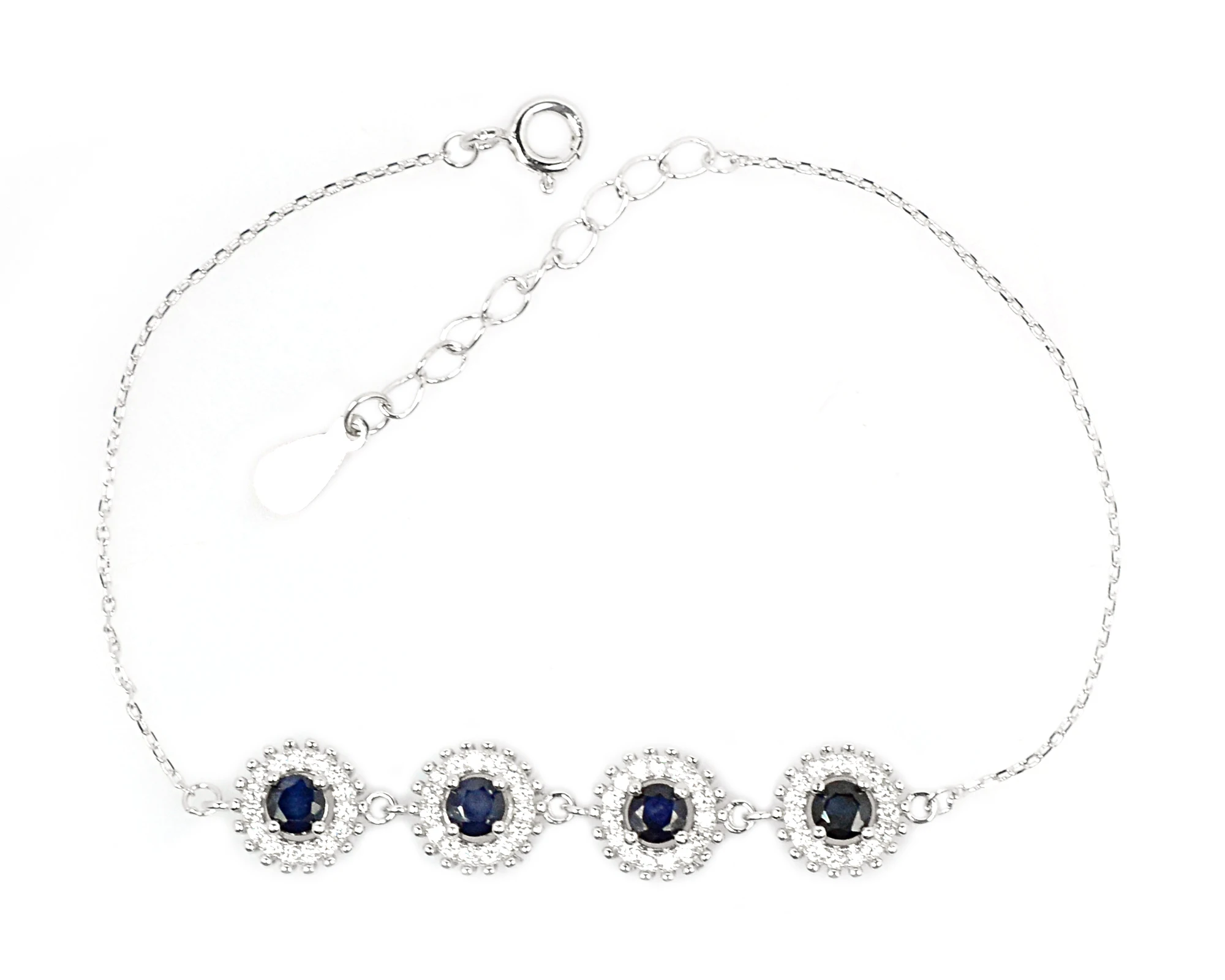 Новое поступление натуральный сапфир 3 5 мм драгоценный камень круглой формы Стерлинговое Серебро 925 пробы для женщин ювелирные изделия браслет-цепочка индийский оптовик