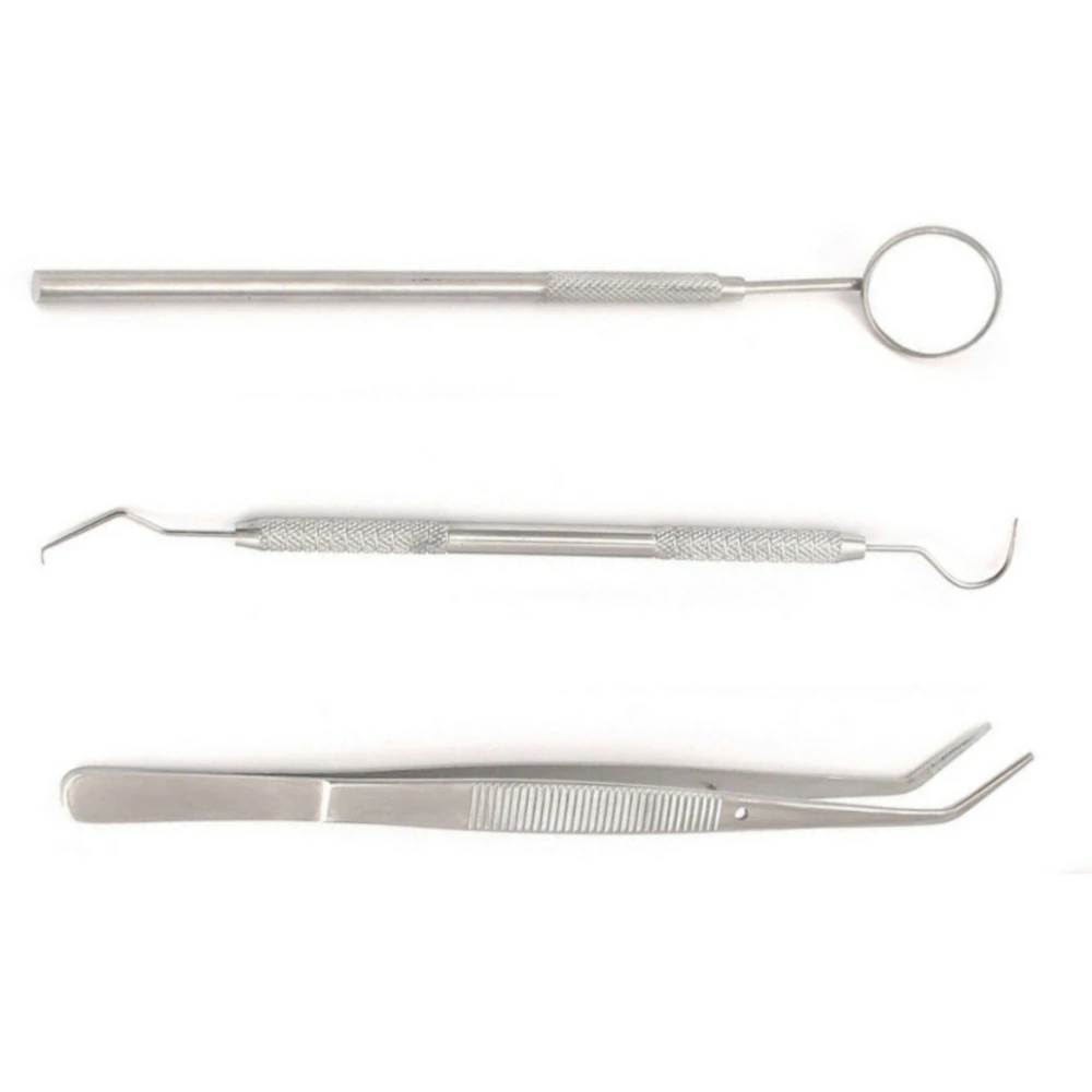 DENTAL EXPLORER PROBE+DENTAL MOUTH MIRROR+COLLEGE COTTON TWEEZER 4 PIECES BASIC DENTAL SETS      MGI-60