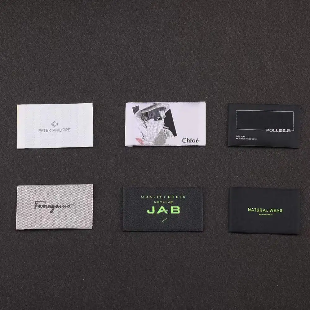 Custom Damask Woven Labels Clothes Hem Tags Label T-Shirt Clothing Main Woven Label