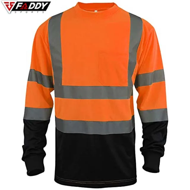 Оптовая продажа рабочая одежда на заказ мужская рубашка светоотражающие полосы 360 рефлекторная лента с отражающим логотипом мягкая дышащая ткань