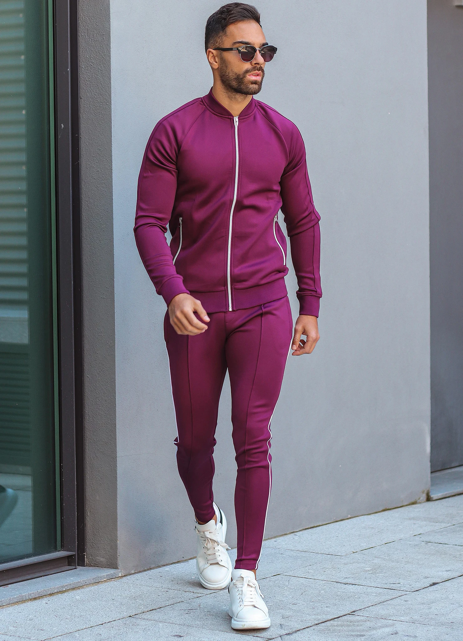 French terry sweat suit slim fit track suits men running sport jump suit custom tracksuit 100%cotton french terry slim fit track