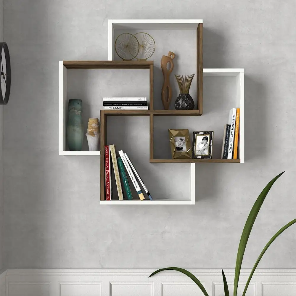 Dragon Wood Wall Mount White Walnut  Color Wall Shelf Modern Design Home Furniture