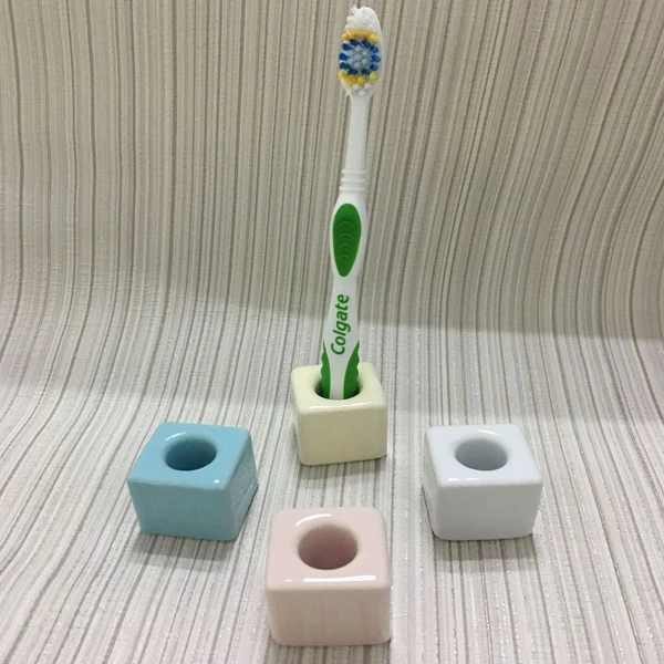 Square Shape Ceramic toothbrush holder with different colors