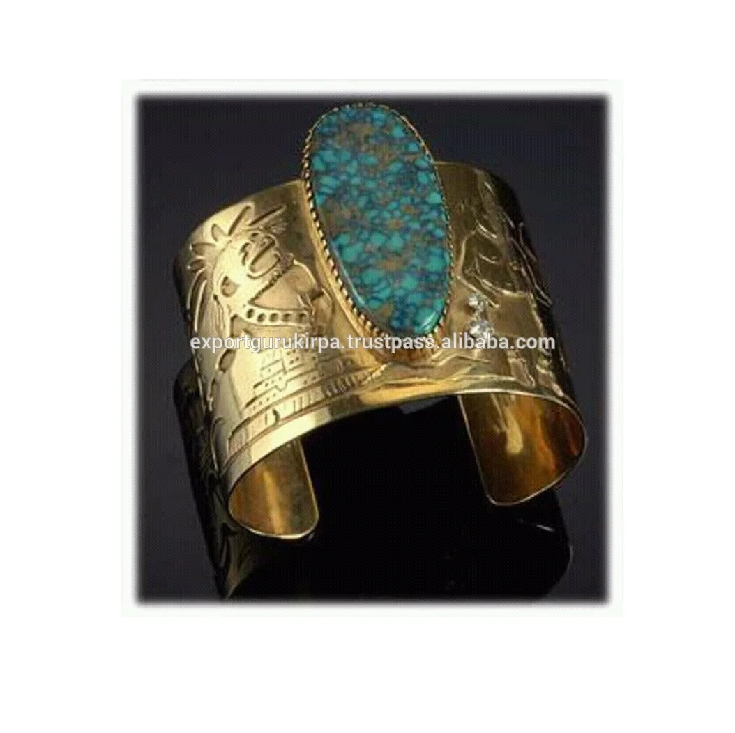 Cuff Stone Brass Bracelet wholesale