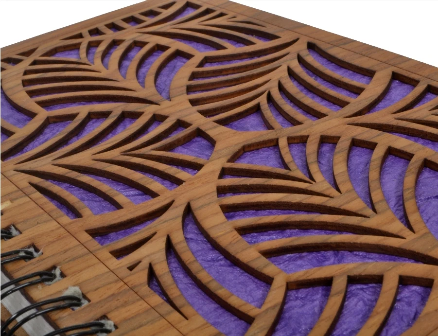 Antique Cut Work Journals Eco Friendly Wooden Cover Office Notebooks 120 Pages