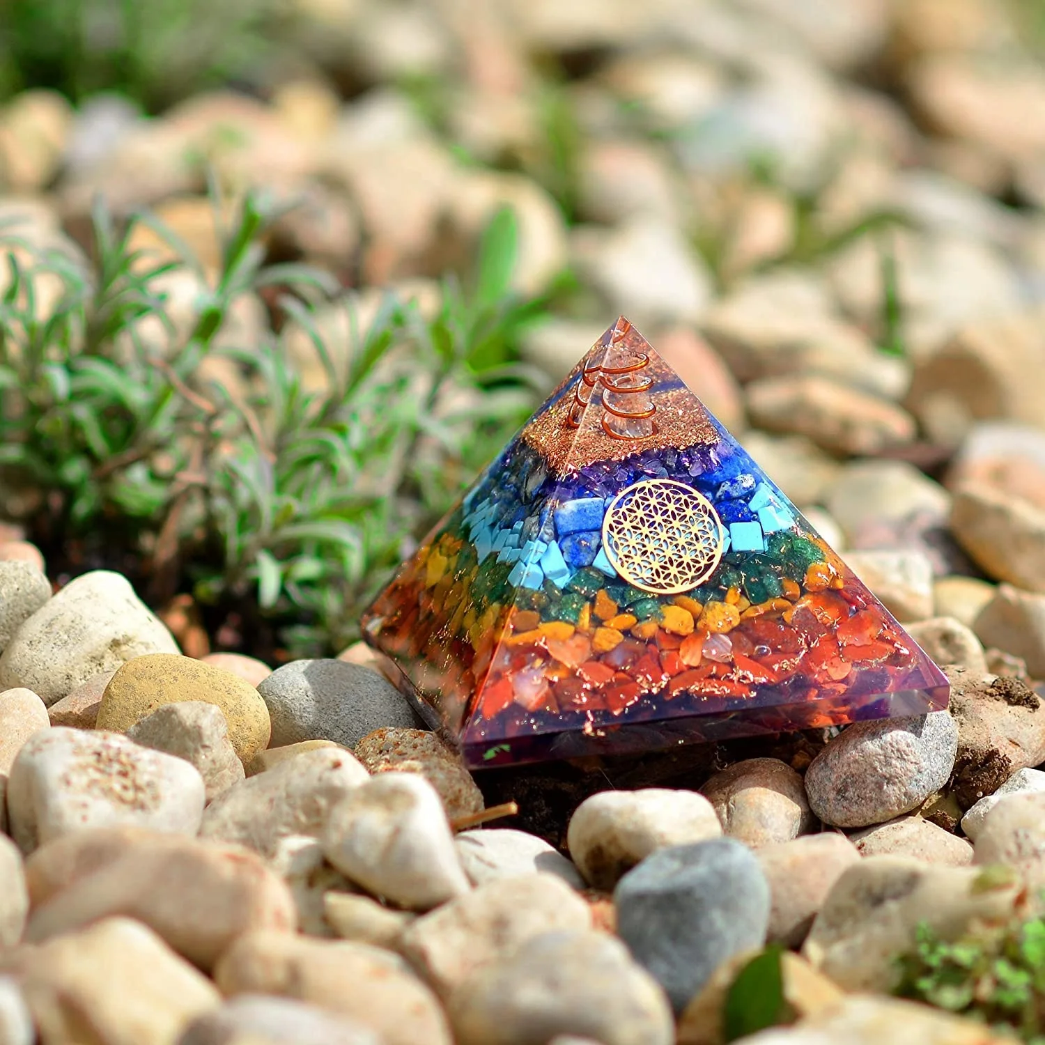 Harmonize Your Energy with Seven Chakra Orgone Pyramid Natural Healing Crystal Stones energy pyramid for Balance and Well being