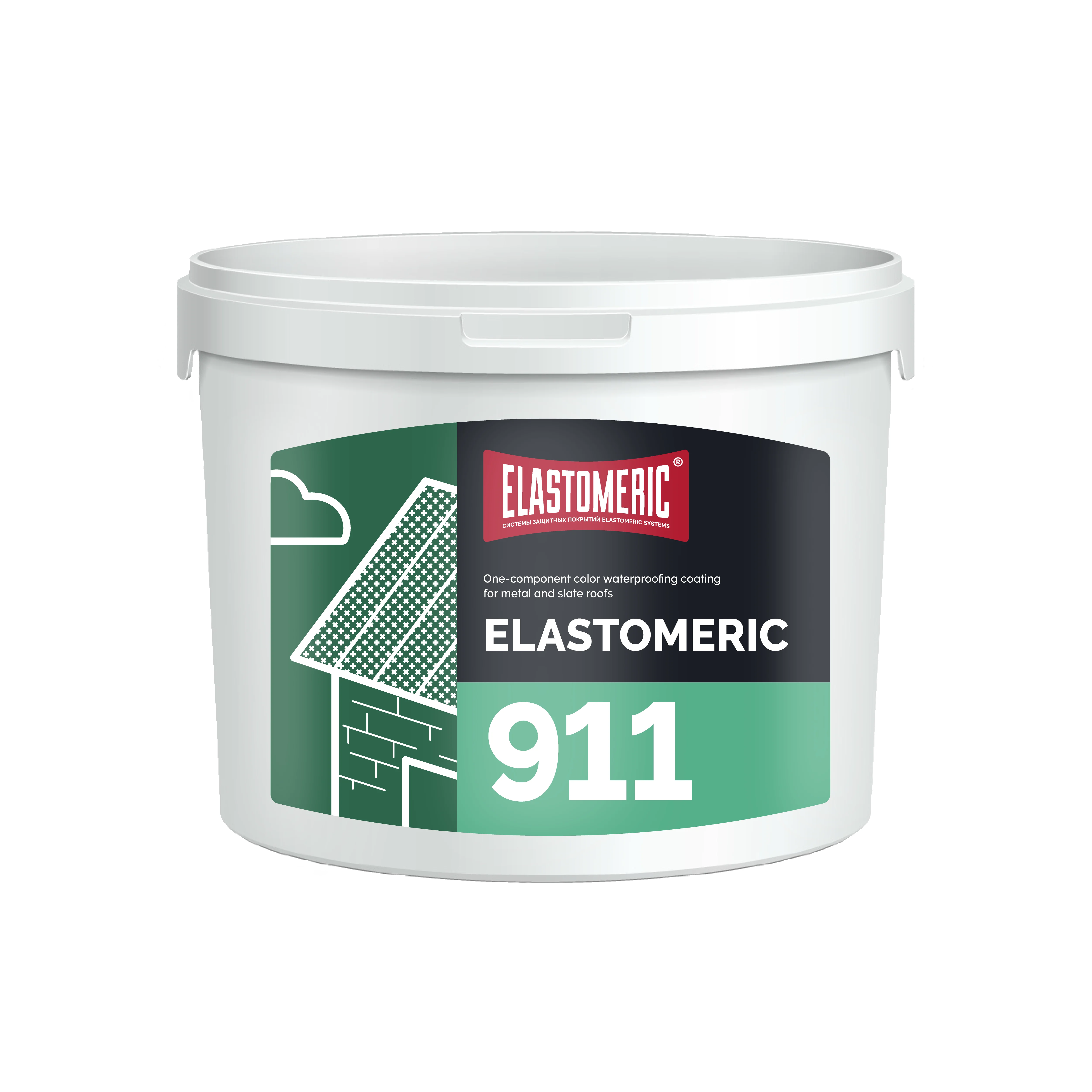 Elastomeric 911 ( 6 kg ) waterproofing of metal roofs with full painting RAL 8004