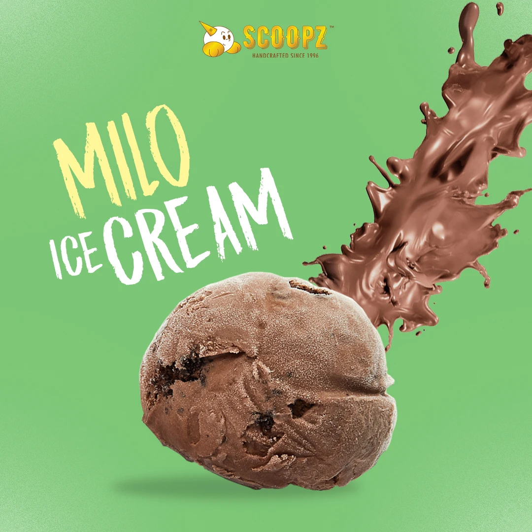 Hot Dairy Products Malty Chocolate Aromatice Sweet Dark Brown Handcrafted 3.5oz Cup Classic Milo Soft Ice Cream
