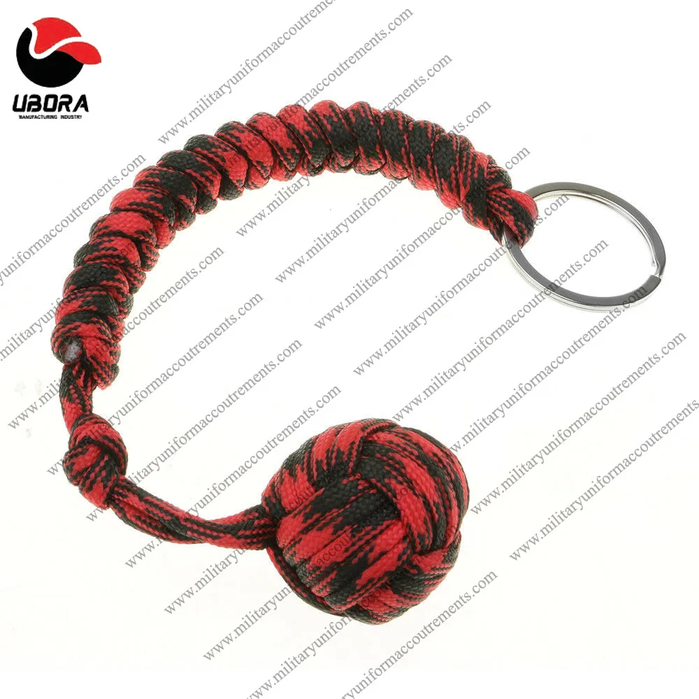 Monkey Fist Paracord Keychain Chain Key ring steel Military uniform whistle cord police accessories army