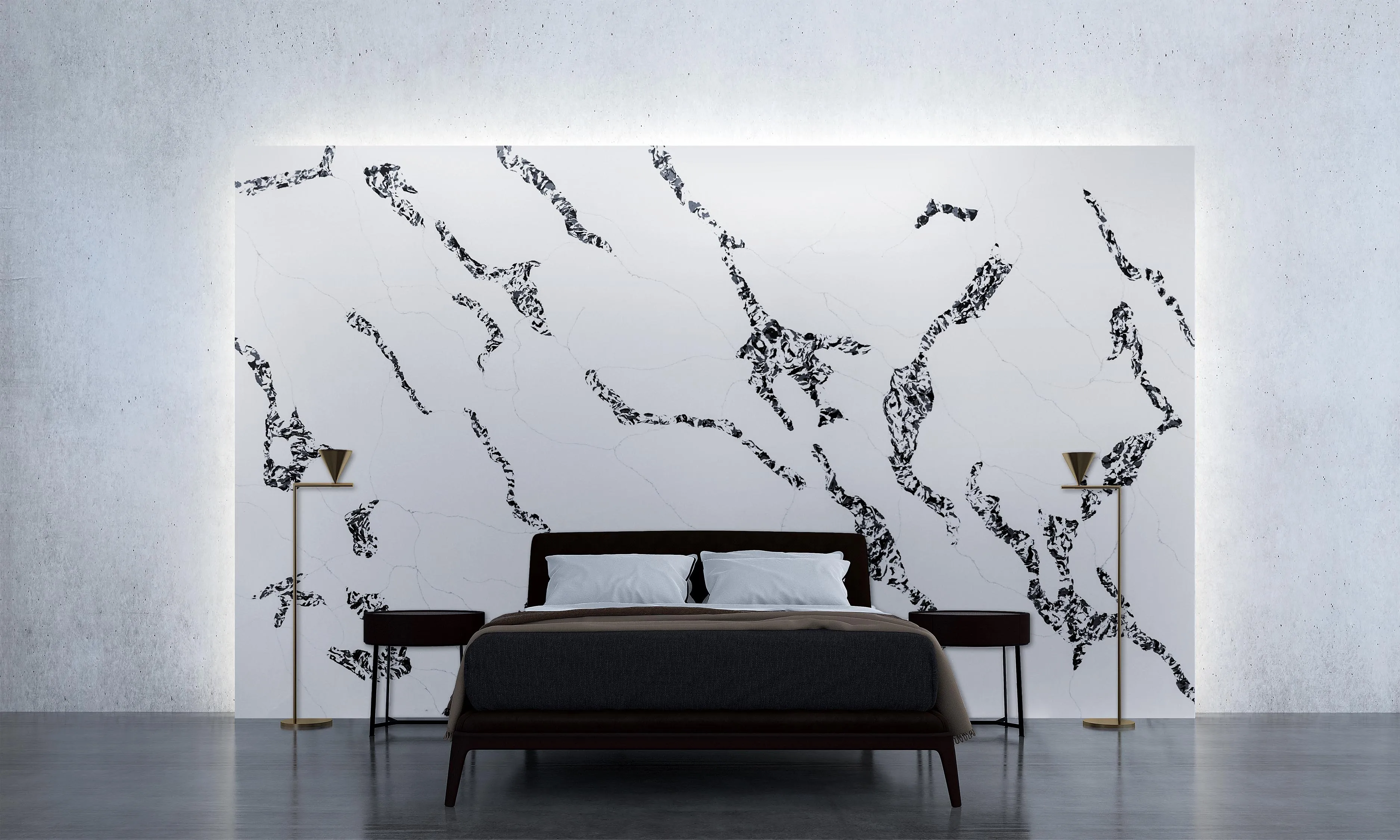 Calacatta Granduer PT 935 High Quality Quartz Polished Slab for Home countertops from Phutai