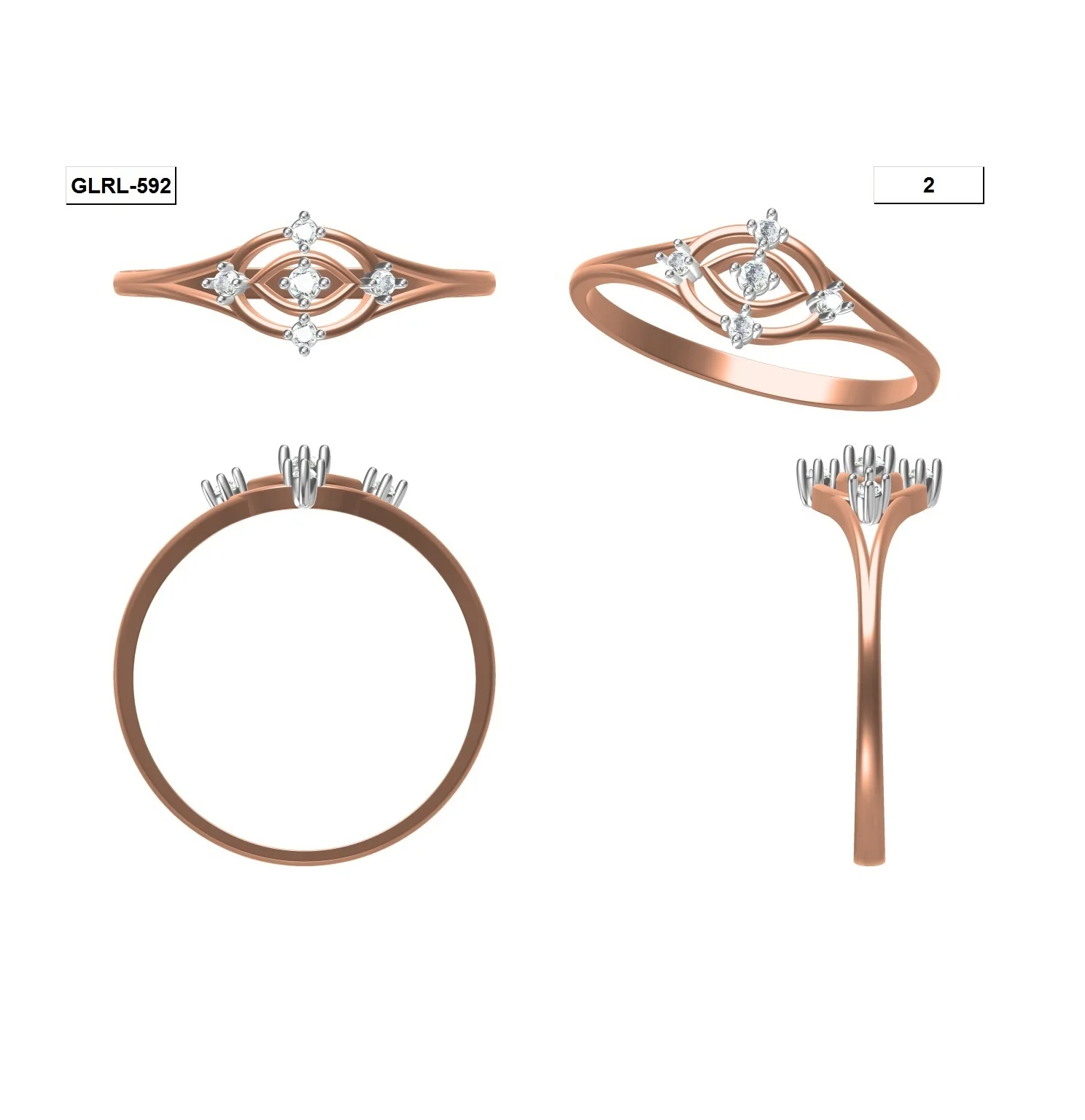 
Wholesale 18K Rose Gold One Line Diamond Engagement Ring For Women Indian Handmade Pave Diamond Designer Maamoona Ring Jewelry 