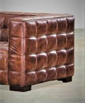 CHESTERFIELD SOFA SINGLE SEAT , LUXURIOUS CLUB GENUINE LEATHER SOFA , LIVING ROOM SOFA