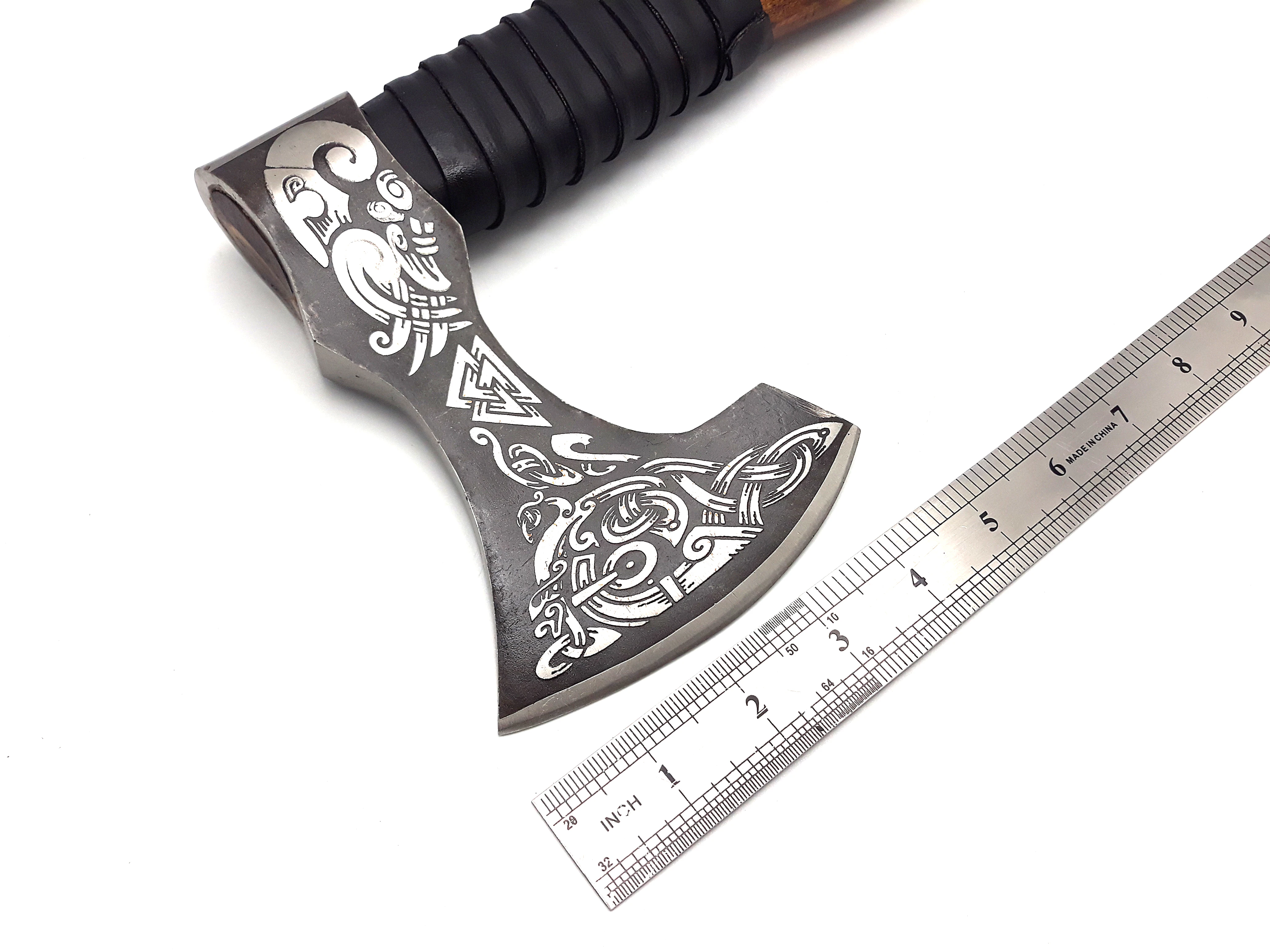 1095 High Carbon Steel Embossed Head Axe Industrial Grade Hatchet with Wood Handle for Camping and Cutting