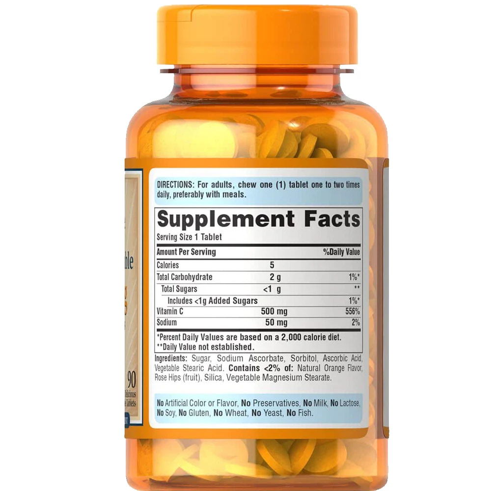 Wholesale Puritans Pride Chewable Vitamin C-500 mg with Rose Hips Delicious Chewable  Boost Immune System Supplement Made in USA